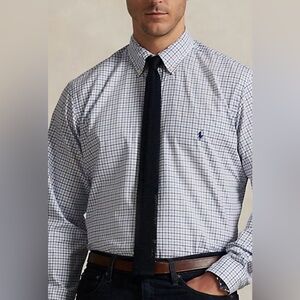 Polo by Ralph Lauren Men's White and Blue Plaid Shirt, size 34/35 151/2